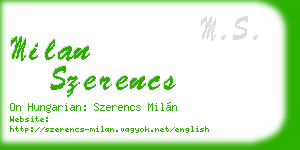 milan szerencs business card